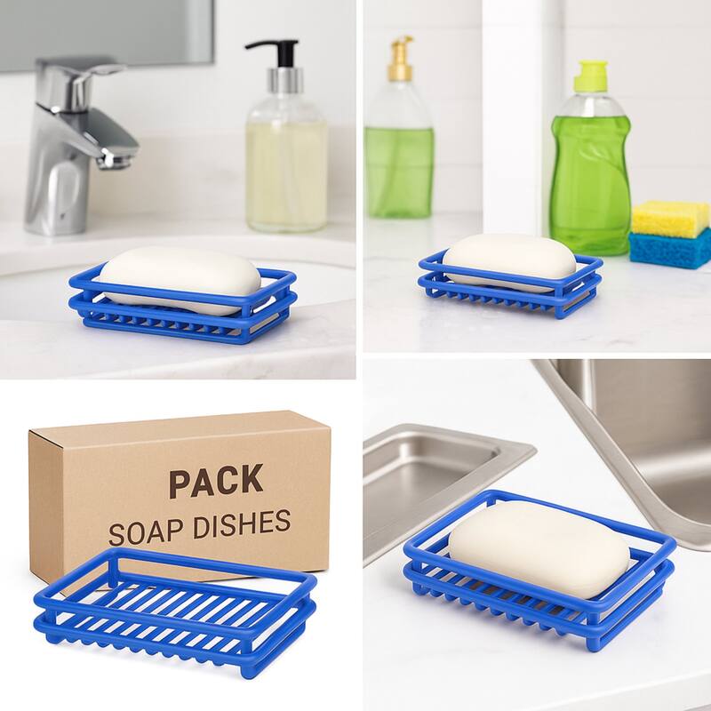 Creative Home Blue Powder Coated Metal Wire Soap Dish