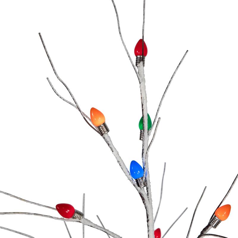 LED Lighted Frosted Christmas Twig Tree - 4' - Brown - Multi-Color lights