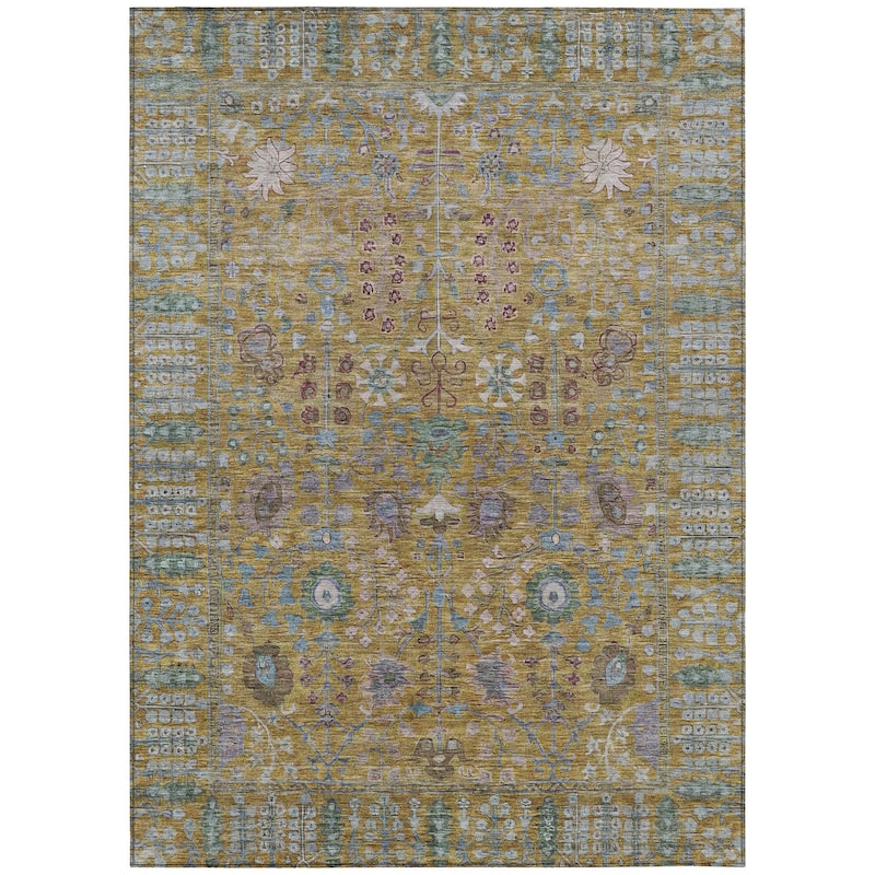 Machine Washable Indoor/ Outdoor Traditional Classic Chantille Rug