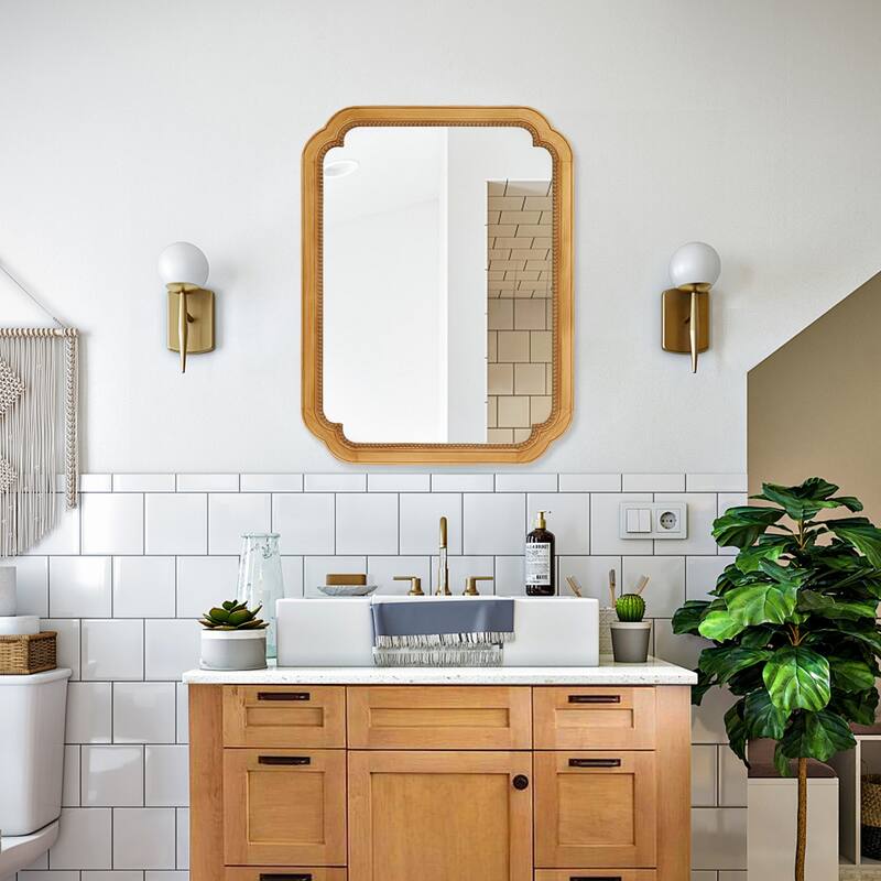 31.5" x 23.82" Wood Framed Wall - Mounted Mirror Cabinet with Storage Shelves, Medicine Mirror for Bathroom, Living Room