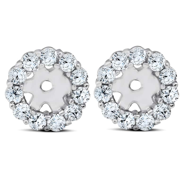 Bliss Diamond 3/8ct Halo Diamond Earring Jackets White Gold (4mm) - White