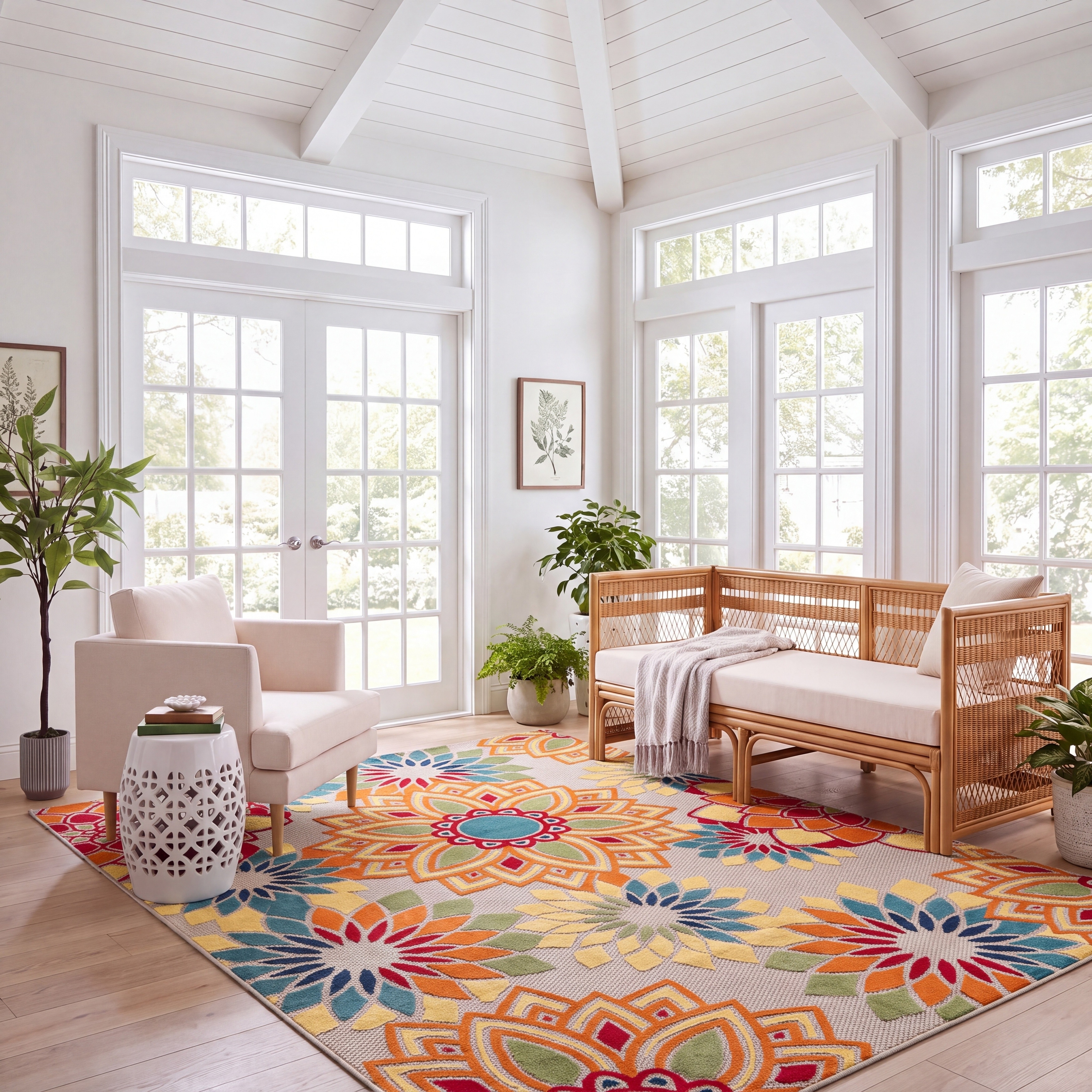 SAFAVIEH Cabana Ingke Indoor/ Outdoor Waterproof Patio Floral Rug