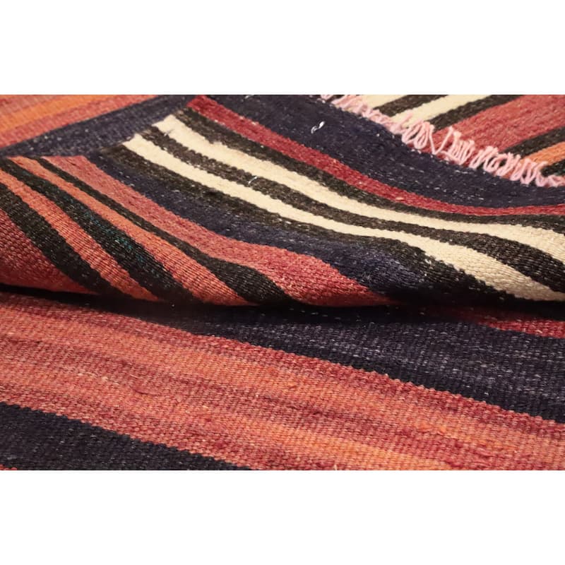 Hand Woven Oriental 100% Wool Carpet Southwestern Geometric Oranges & Rust Kilim Area Rug - 10' 8'' X 4' 9''
