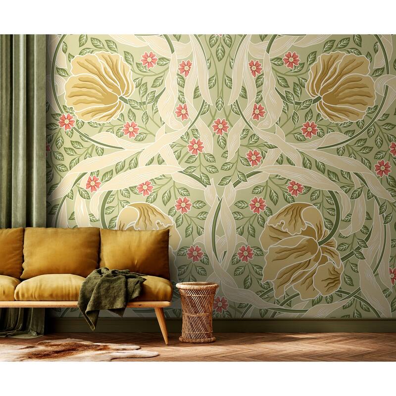 Brewster Origin Murals Flower Circle Olive Wall Mural - N/A