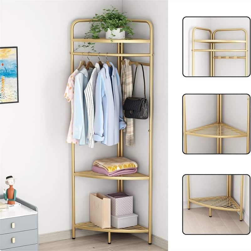 Corner Gold Metal Clothing Racks