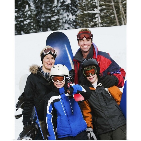 "Family portrait with snowboards" Poster Print