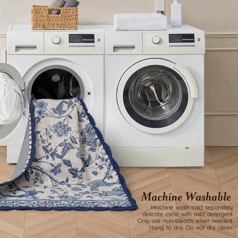 Laura Ashley Cotton Slub Crochet Border Rugs