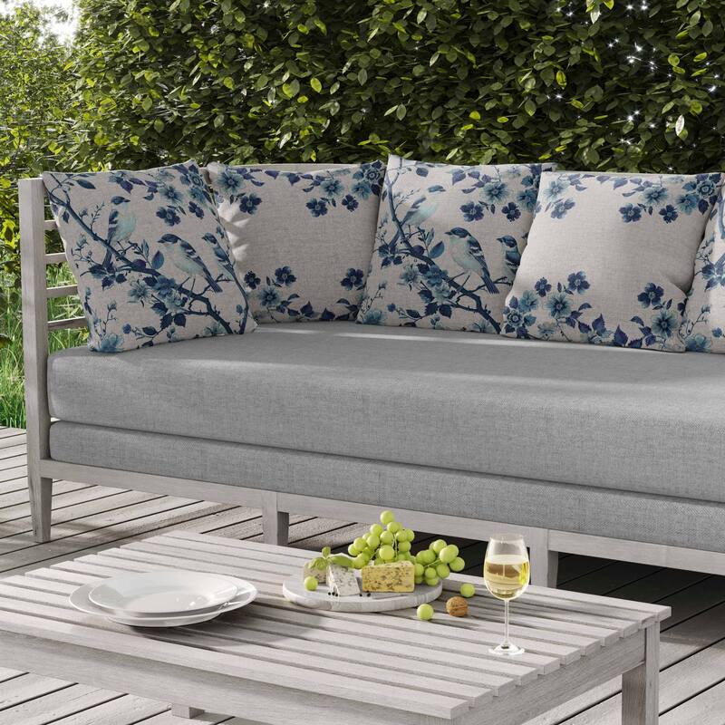 Skyline Chorus Indoor/Outdoor Reversible Throw Pillow Blue and Turquoise