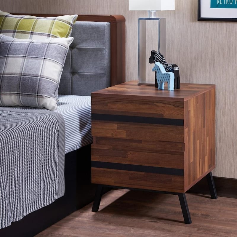 HomeRoots 23" Black And Brown End Table With Two Drawers - 18" X 20" X 23"