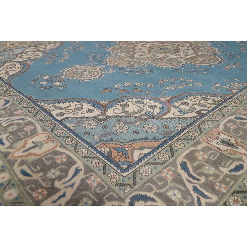Blue Tabriz Persian Area Rug Handmade Oriental Vintage Wool Carpet - 8'2"x 11'4"