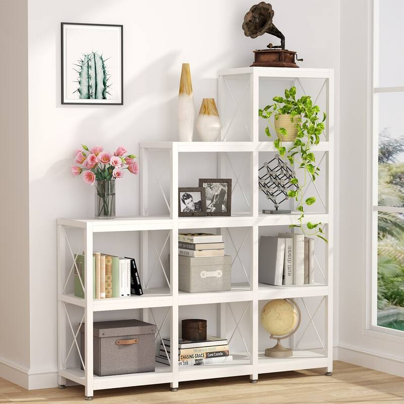 12 Shelves Ladder Bookshelf Bookcase Display Shelf