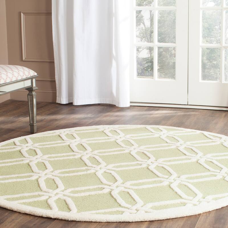 SAFAVIEH Handmade Cambridge Nhung Modern Moroccan Wool Rug - 6' Round - Lime/Ivory