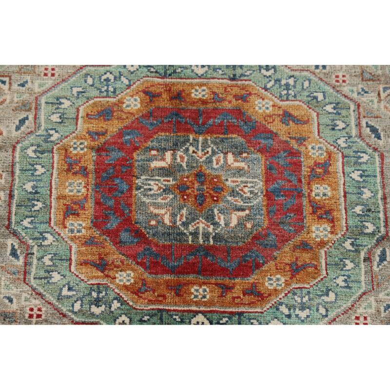 Hand Knotted Oriental 100% Wool Carpet Traditional Medallion Greys & Charcoal Kazak Area Rug - 10' 2'' X 6' 9''