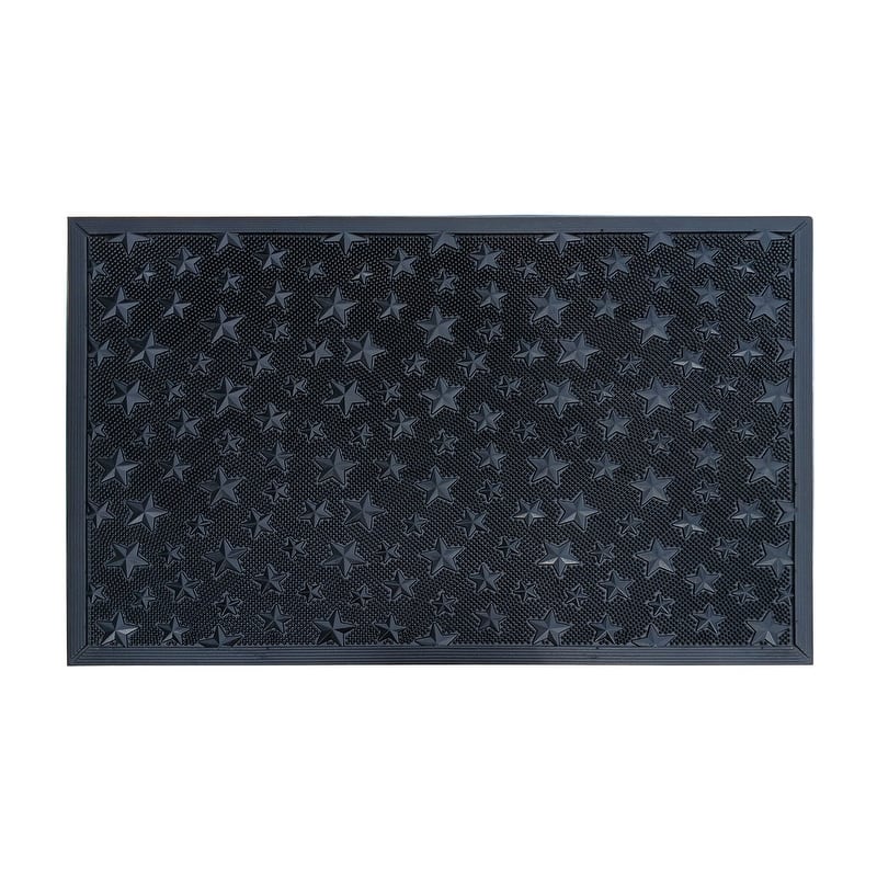 A1HC Rubber Pin Indoor Outdoor Entrance Door Mat, Fun Designed Floor Mat - 24"X36" - Barn Stars Black
