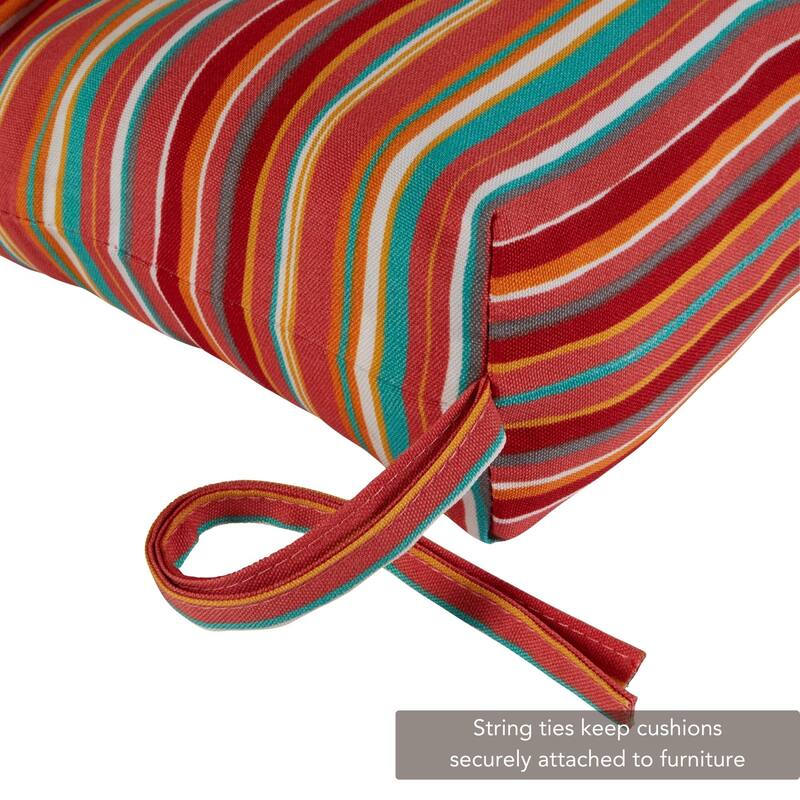 Coastal Stripe 22-in x 44-in Outdoor High Back Chair Cushion (Set of 2) (Cushions Only)