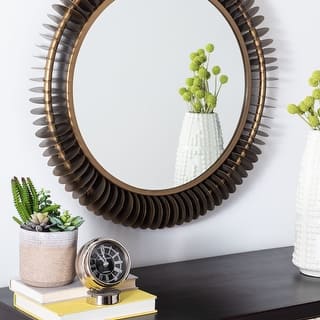 SAFAVIEH Storm 30-inch Brass Round Mirror - 30" W x 3.5" L x 30" H