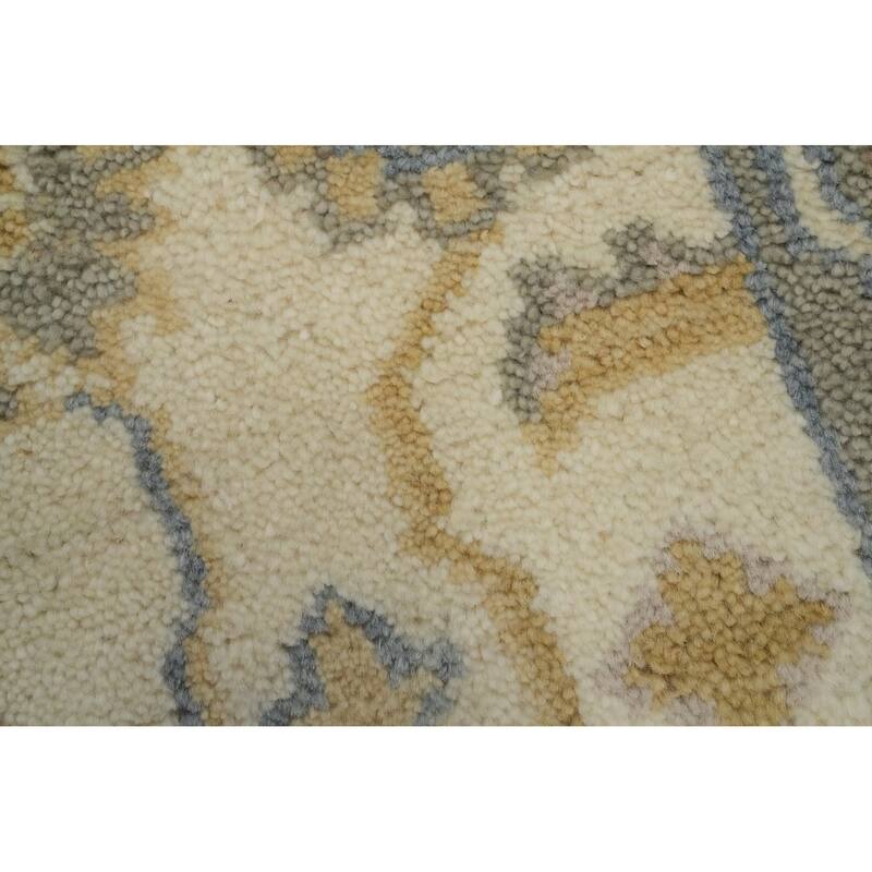 Handmade Floral Oushak Indian Accent Rug, Transitional Wool Carpet - 4' 11'' X 3' 0''