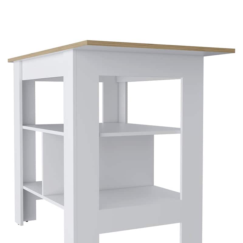 3-Shelf Kitchen Island,Storage Island with Open Shelf