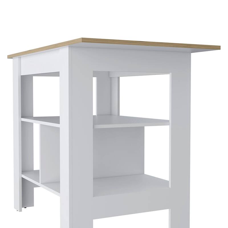Lisbon Kitchen Island, 3-Tier Shelf and Large Workstation