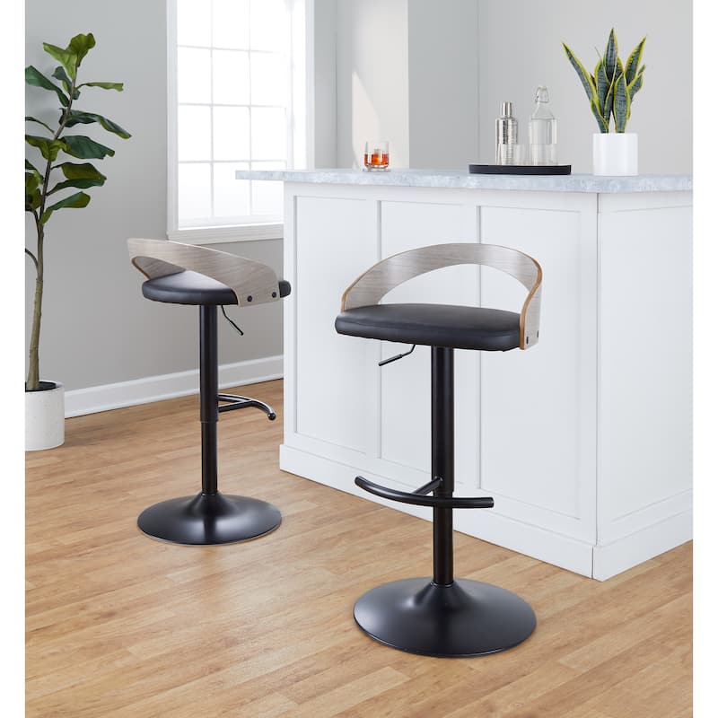 Grotto Adjustable Barstool with Black Base - N/A