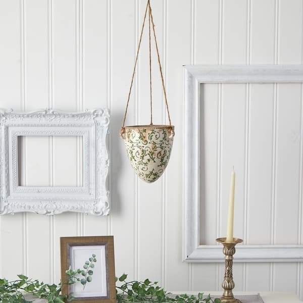 2' Tuscan Hanging Ceramic Scroll Planter