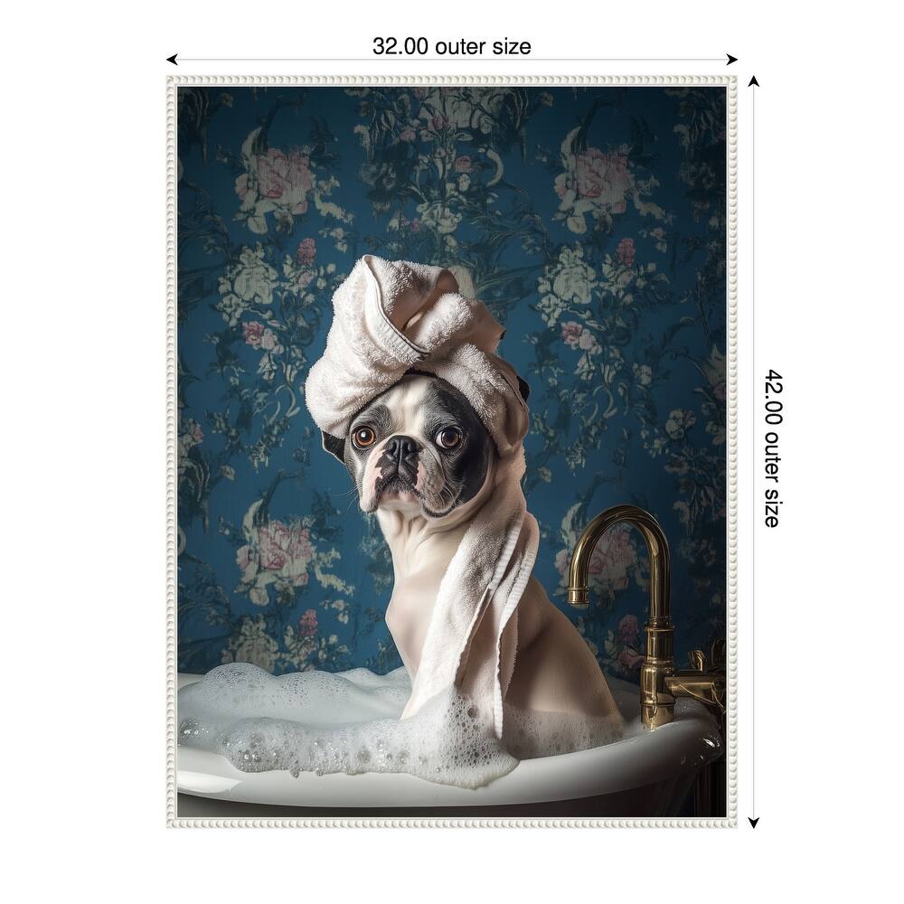 Bubble Bath Bliss by Mowzu Framed Canvas Wall Art