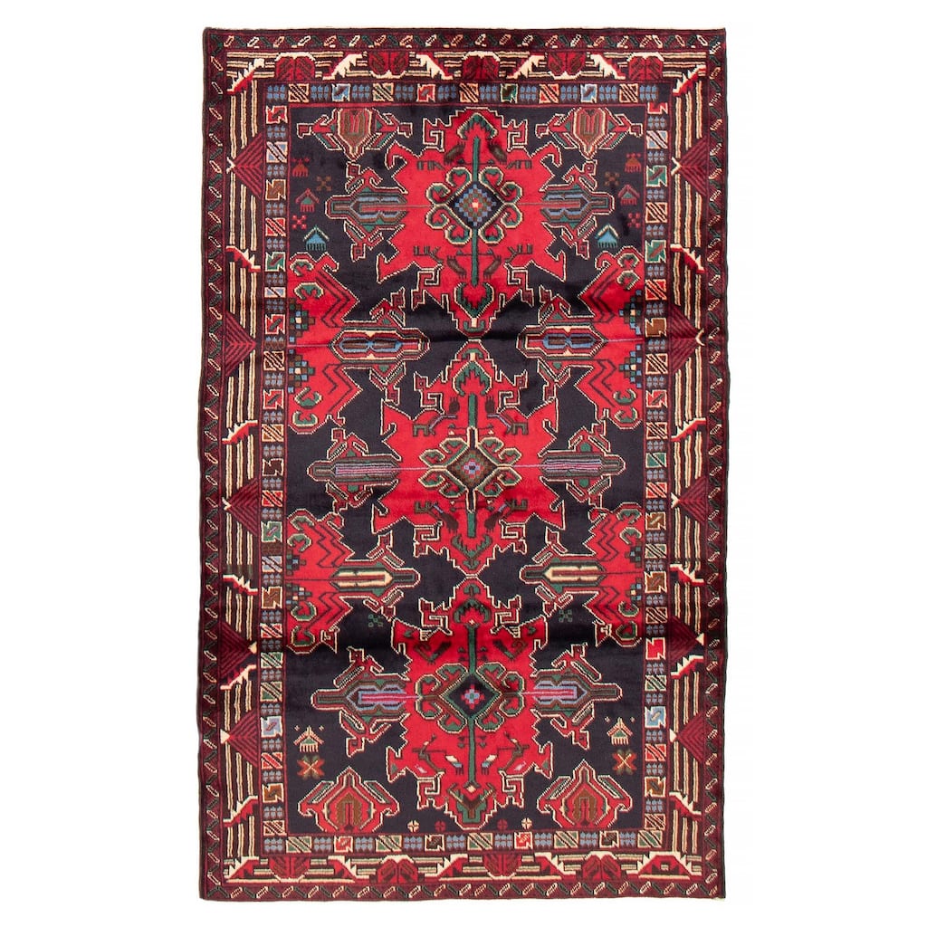 Teimani Navy, Red Rug 3'9" x 6'5" - 3'9 x 6'5