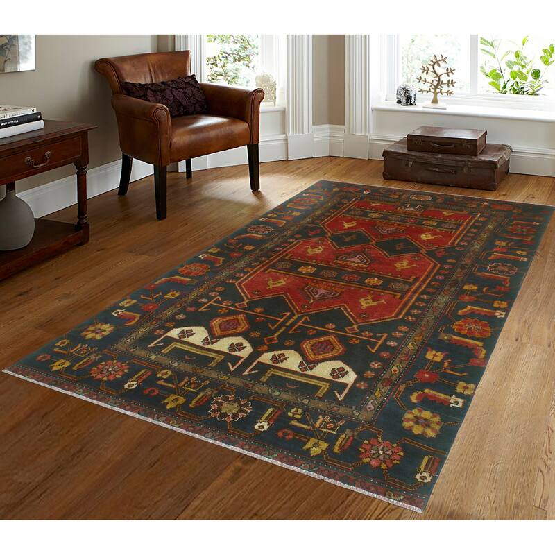 Noori Rug Vintage Distressed Bahman Rust/Charcoal Runner - 4'4" x 7'10"