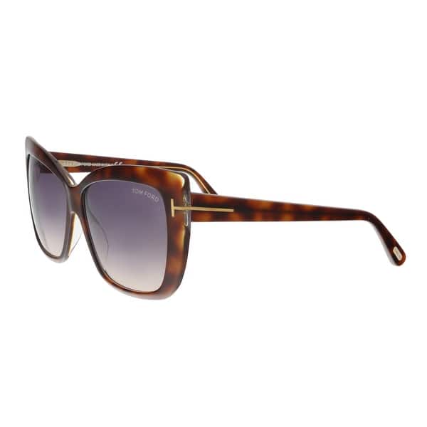 Shop Tom Ford Ft0390 S 53f Irina Medium Havana Oversized Cat Eye