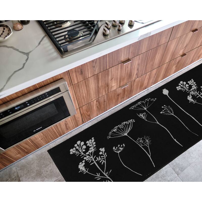 Wool Effect Wildflowers Kitchen Mat or Runner Rug
