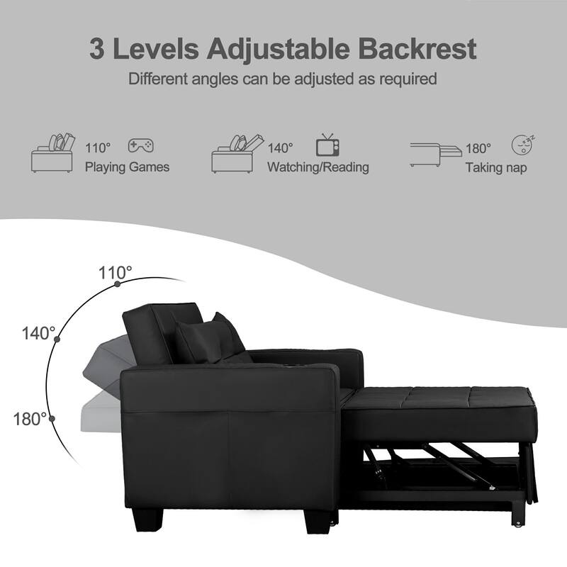 Pull Out Sofa Couch Bed Convertible Sleeper Sofa Bed with Storage Chaise, Sofa Couch