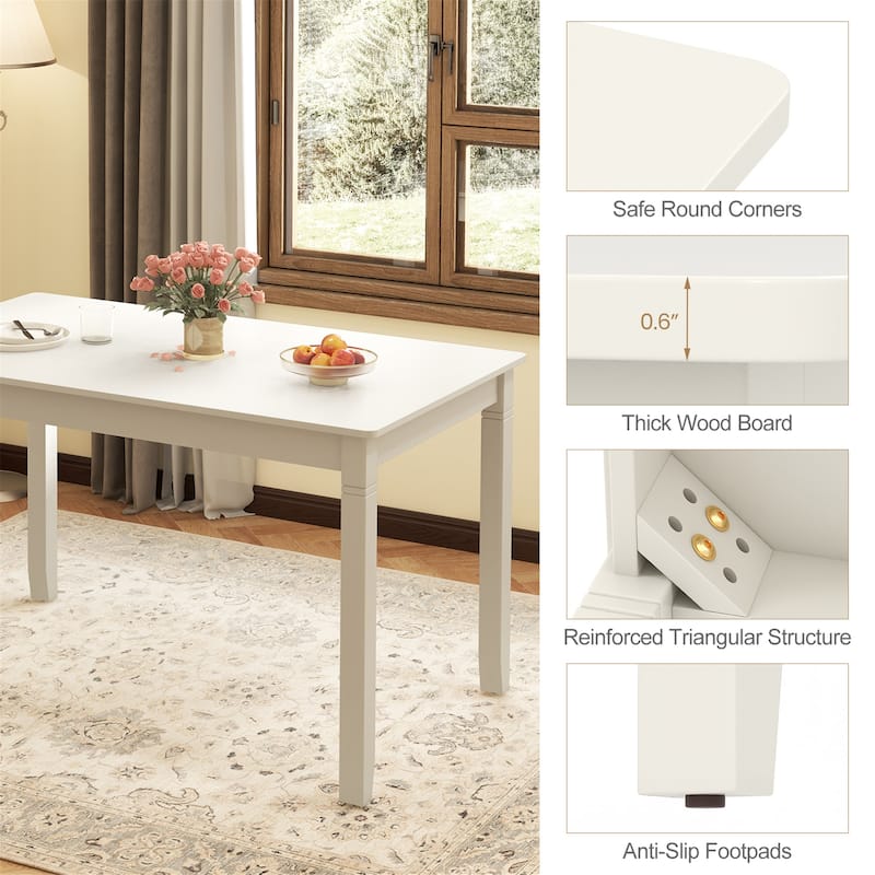Gymax 48'' Wooden Dining Table for 4 People w/ Rubber Wood Legs