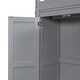 preview thumbnail 7 of 16, Wood Full Size Loft Bed with Built-in Wardrobe, 4-Layer Storage Shelves, and LED Light - Gray
