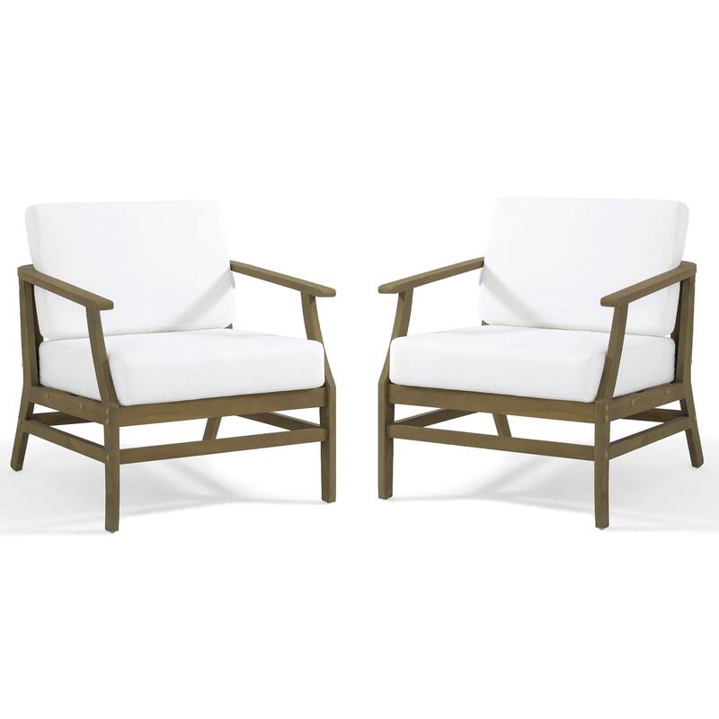 Teak Outdoor Patio Club Chairs Loveseat with Cushions