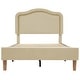 preview thumbnail 12 of 15, Beige Upholstered Platform Bed with Curve LED Headboard, Twin Size