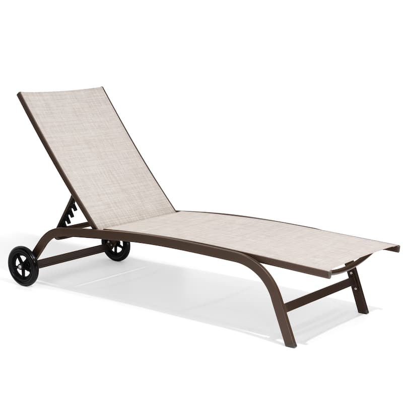 VredHom Adjustable Chaise Lounge Chair with Wheels - Beige-1PC