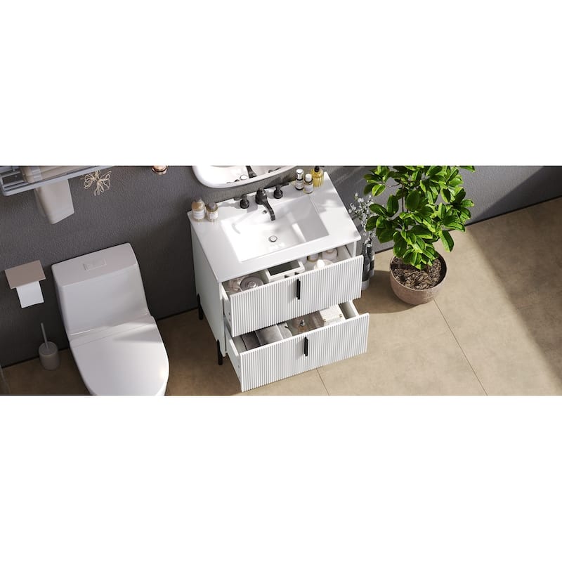 Bathroom Vanity with Ceramic Sink and Drawers