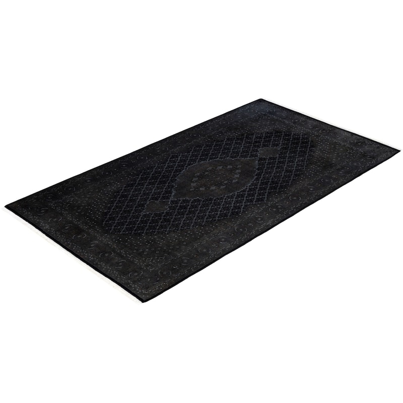 Overdyed One-of-a-Kind Hand-Knotted Area Rug - Black - 5' 7" x 10' 0"