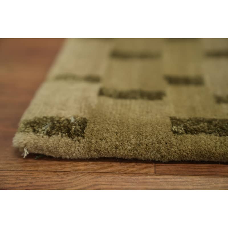 Hand Knotted Oriental 100% Wool Carpet Modern Abstract Beige & Ivories Nepalese Area Rug - 5' 0'' X 3' 0''