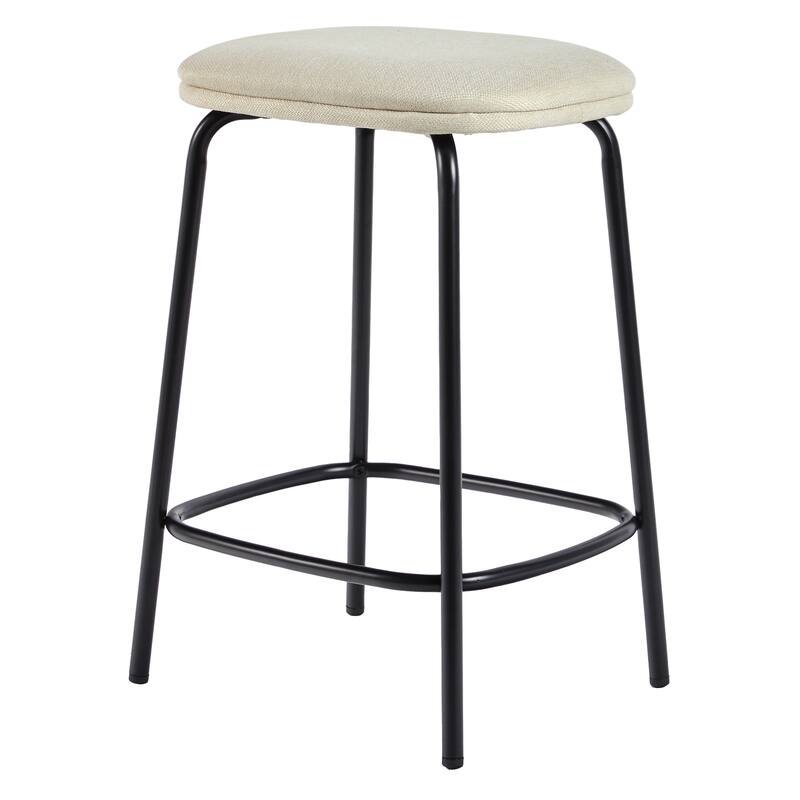 Modern Simple Counter Stool with Upholstered Seat, Set of 2 - Ivory