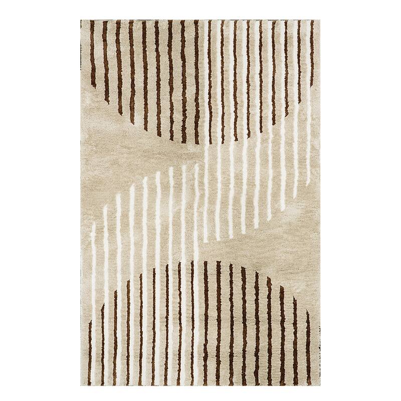 Glitzhome Modern Geometric Abstract Pattern High-Low Shag Area Rugs