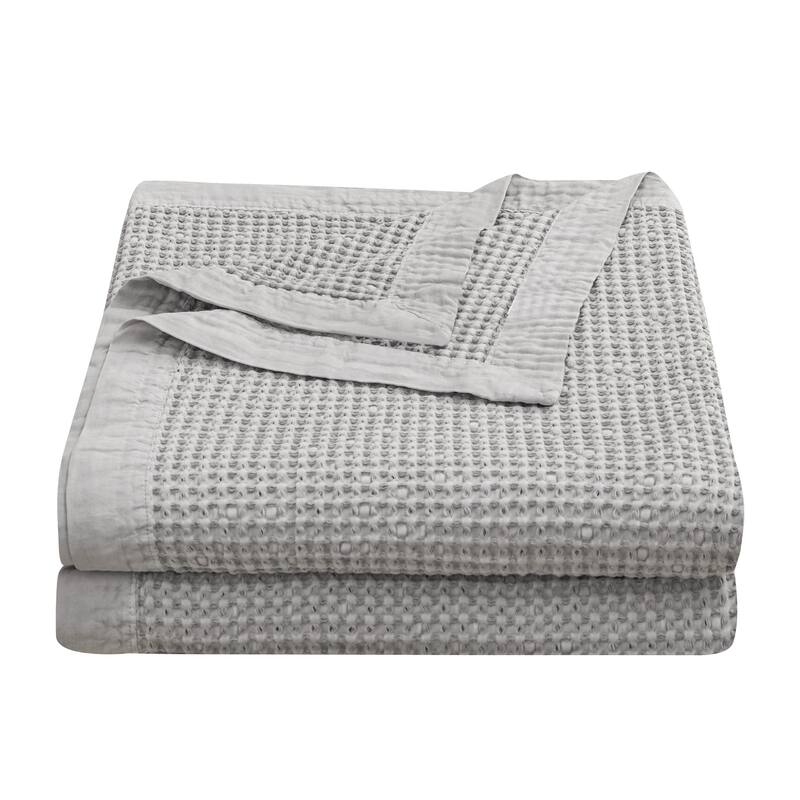 HiEnd Accents Stonewashed Cotton Waffle Weave Coverlet Set, 3PC