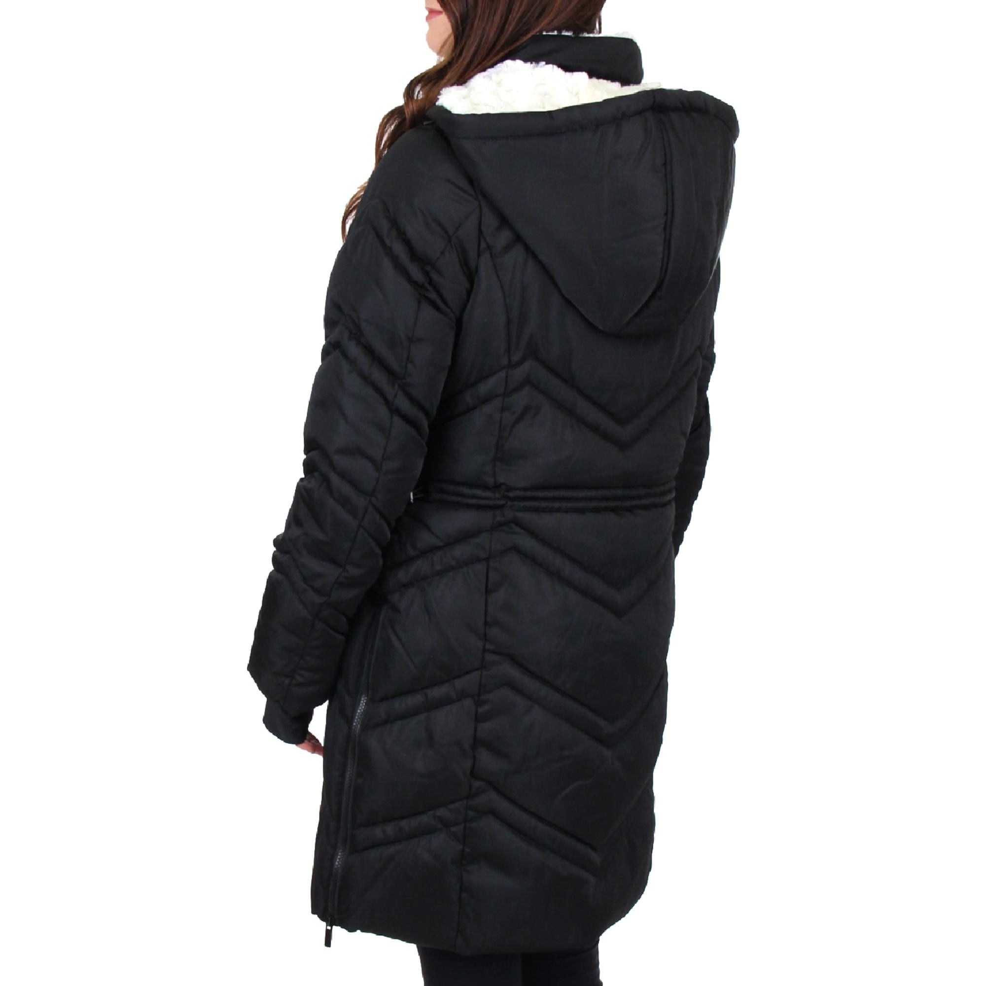 steve madden women's long chevron quilted outerwear jacket
