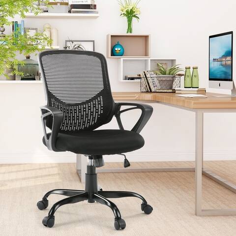 HOME Office Chair Mid-back Lumbar Support Swivel Computer Mesh Chair