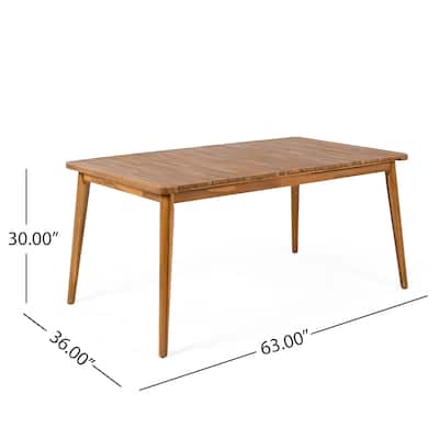 Acacia Wood Dining Table 6-Person Outdoor Table, Farmhouse Furniture for Patio, Garden, Backyard