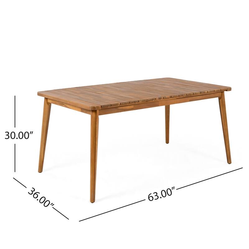Christopher Knight Home - Lucas Acacia Wood Outdoor Dining Table with Modern Farmhouse Style - Teak Finish