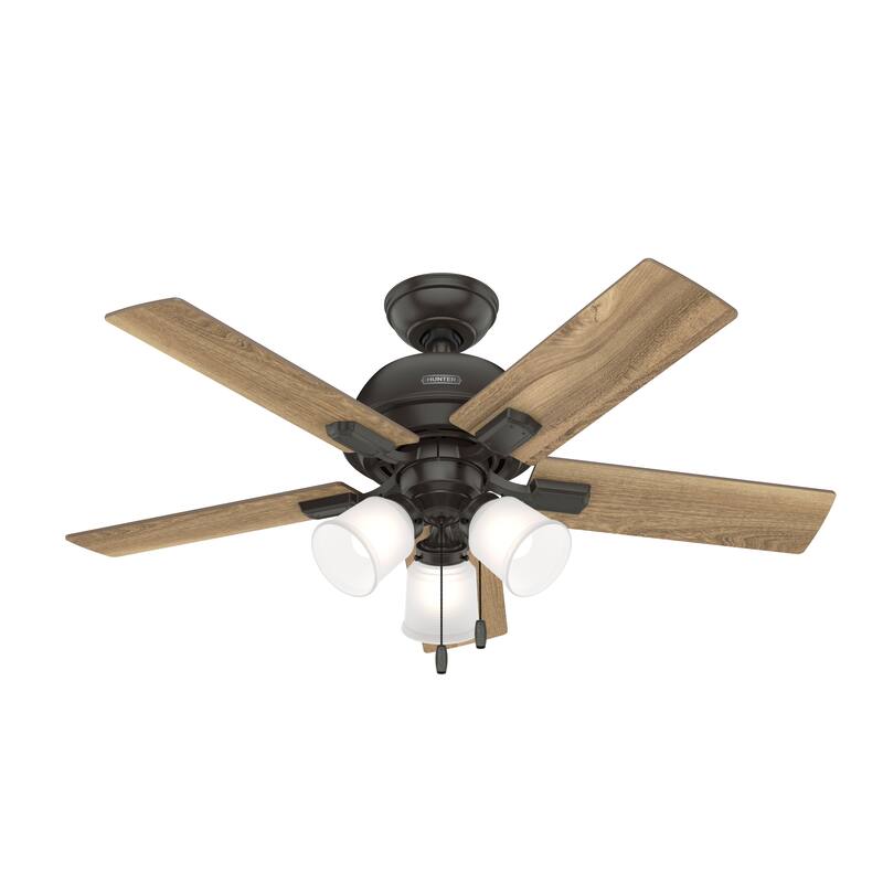 Hunter 44" Crystal Peak Ceiling Fan with LED Light Kit and Pull Chain, Casual, Transitional