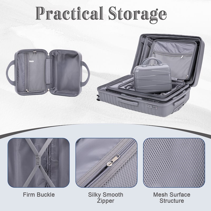 14IN 20IN 24IN 28IN 4 pcs/set in PP Spinner Wheel Luggage, Carry on Suitcase, Iron Pull Rod, Combination Password Lock