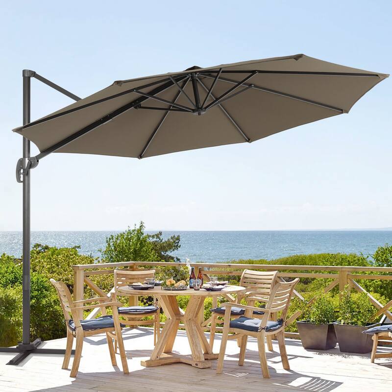 BONOSUKI 11FT Cantilever Patio Umbrella 360 Rotation Angle Adjustment