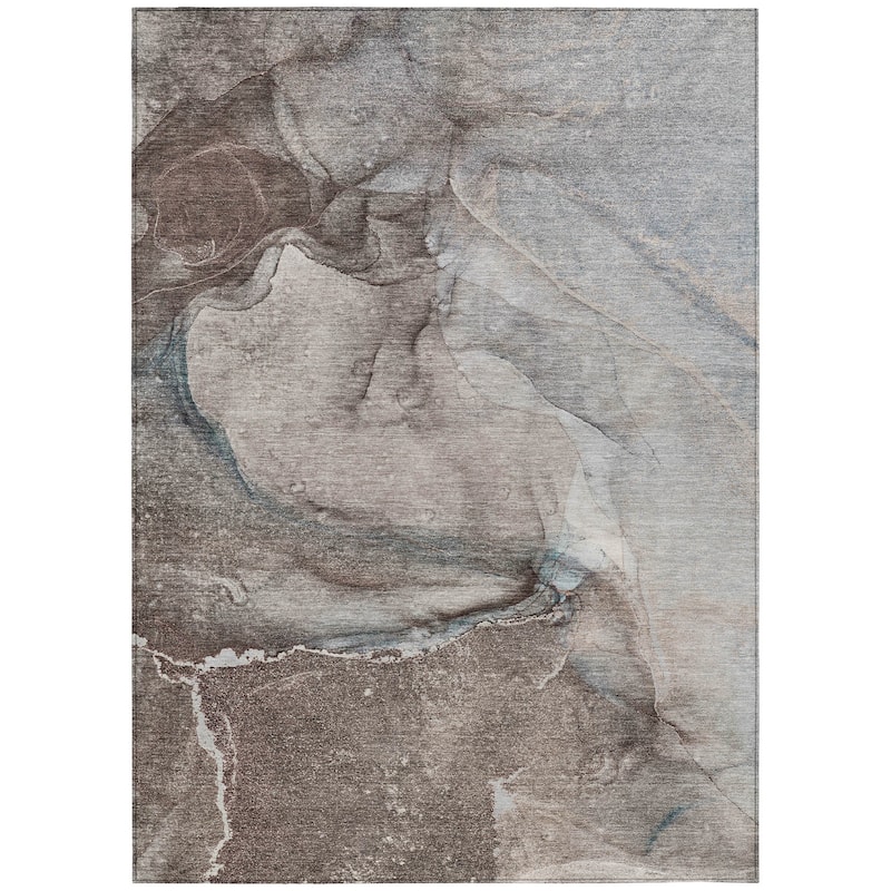 Machine Washable Indoor/ Outdoor Abstract Chantille Rug